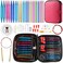 LOOEN 57 PCS Knitting Crochet Kit Aluminum Circular Knitting Needles Set 30mm100mm with 4 Flexible Cables Crochet Hooks Accessories Beginner Craft Starter Kit with Storage Case