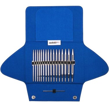 skacel by addi addiClick Interchangeable Knitting Needles Set Circular Needle Kit with Standard Rocket 2 Squared Plated Brass Tips and Nylon Cords