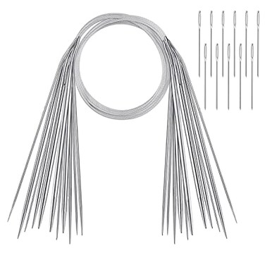 Coowayze Circular Knitting Needles Set Stainless Steel Round Knitting Needles 32 Inch 11 Pack Sizes 155mm Beginners Metal Knitting Needles with Magic Loop for Sweaters Socks Blanket and Scarves