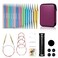 Ruidi Interchangeable Aluminum Circular Knitting Needles Set 13 Pairs of 4 Inch 10cm Needles with 4 Cables Needle Holders Leather Bag Perfect for Smooth Knitting Versatile Projects