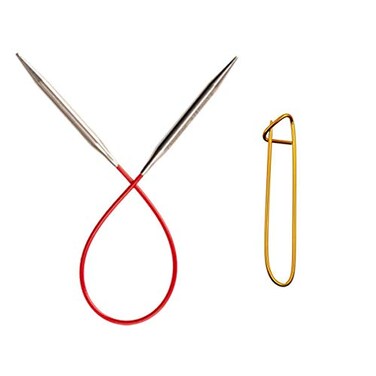 ChiaoGoo Knit Red 9 inch 23cm Circular Knitting Needles US Size 4 35mm Stainless Steel 60094 with Stitch Holder