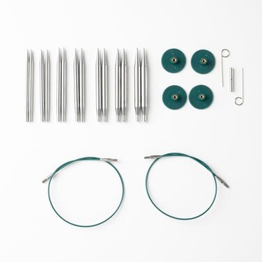 Knit Picks Options 234 Short Metal Stainless Steel Interchangeable Knitting Needle Set Reflections Stainless Steel