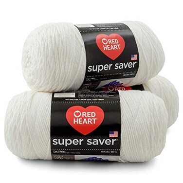 RED HEART Super Saver 3Pack yarn WHITE 3 Pack