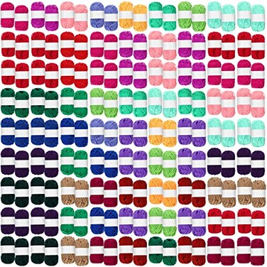 Nuogo 150 Rolls 3300 Yards Acrylic Crochet Yarn Bulk 53 Oz 1500 g Knitting Acrylic Yarn Skeins Soft Mini Soft Crochet Skeins Multicolor for Knitting Handcraft Weaving Projecting KitMixed Colors
