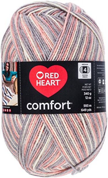 RED Heart E707D4152 Comfort Yarn Grey Print