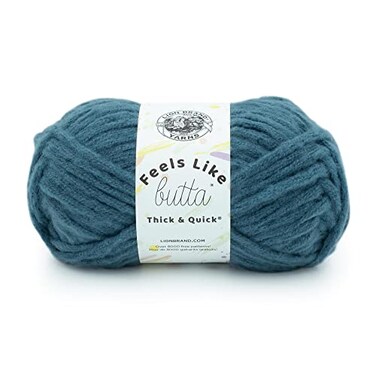 Lion Brand Yarn Feels Like Butta Thick Quick Super Bulky Yarn for Knitting 1 Pack Orion Blue