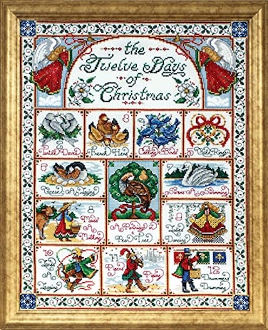Design Works Crafts 5435 12 Days of Christmas Counted Cross Stitch Kit 14 by 18 White