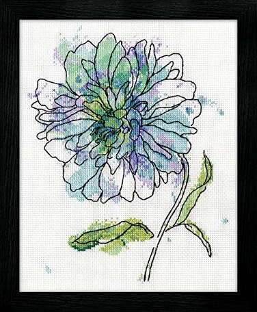 Design Works Crafts Blue Floral 8 x 10 Counted Cross Stitch Kit Multicolour
