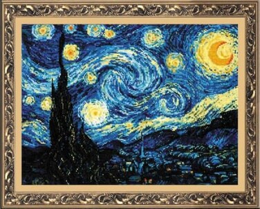 RIOLIS 1088 Starry Night After Van Goghs Painting Counted Cross Stitch 1575 x 1175 Zweigart 14ct White AIDA 26 Colors