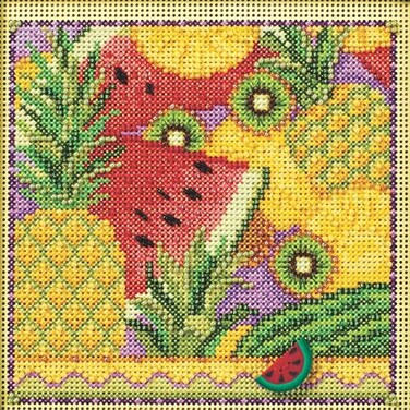 Mill Hill Summer Fruit Beaded Counted Cross Stitch Kit Buttons Beads 2024 Spring Series MH142413 Small