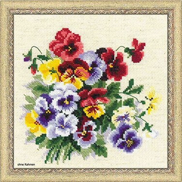 RIOLIS Pansy Medley 1516 Floral Cross Stitch Kits 787 x787 Cross Stitch for Beginners Advanced Crossstitching Kits Adult Counted Stitching Kits Flowers Embroidery Kit