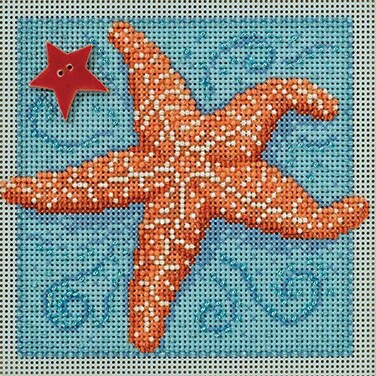 Mill Hill Starfish Beaded Counted Cross Stitch Kit 2016 Buttons Beads Spring MH141615