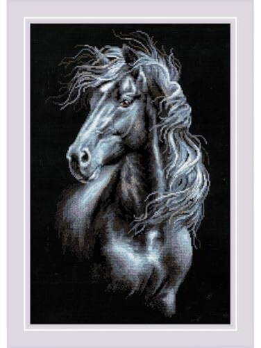 RIOLIS Breeze Through Mane 1494 Counted Cross Stitch Kit 1181 x1772 Black Horse Embroidery Kit Cross Stitch Patterns for Adults with Horse Cross Stitch Kits for Adults Advanced Beginners