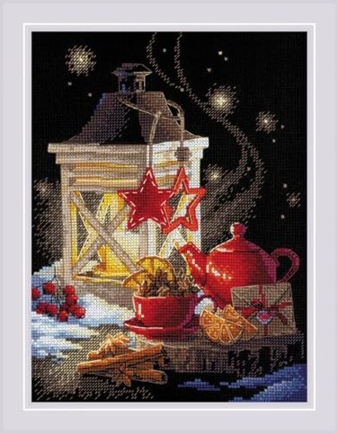 RIOLIS Winter Tea Time 1977 Christmas Cross Stitch Cross Stitch Kits for Beginners Advanced Cross Stitch Kits for Adults Counted Stitching Kits Embroidery Kit Christmas