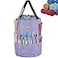 HOMEST Large Crochet Bag with Customized Front Compartment for Knitting Accessories Yarn Storage with 6 Oversized Grommets Tote Organizer with Drawstring Closure Purple