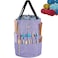 HOMEST Large Crochet Bag with Customized Front Compartment for Knitting Accessories Yarn Storage with 6 Oversized Grommets Tote Organizer with Drawstring Closure Purple