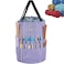 HOMEST Large Crochet Bag with Customized Front Compartment for Knitting Accessories Yarn Storage with 6 Oversized Grommets Tote Organizer with Drawstring Closure Purple