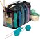 MEKBOK Knitting Organizer Portable Knitting Yarn Storage Bag With Multiple Pockets Individual Compartments Carrying Shoulder Strap Clear Plastic Tote Bag For Needles Crochets Threads