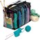 MEKBOK Knitting Organizer Portable Knitting Yarn Storage Bag With Multiple Pockets Individual Compartments Carrying Shoulder Strap Clear Plastic Tote Bag For Needles Crochets Threads