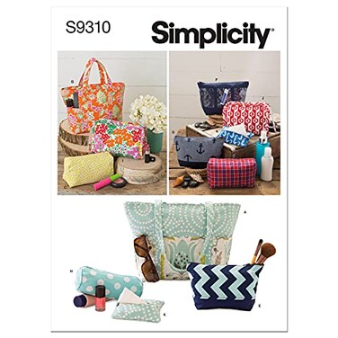 Simplicity Assorted Size Cosmetic Tote Bag Packet Code 9310 Sewing Pattern One White