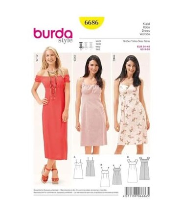 burdastyle Burda Ladies Easy Summer Dress Sewing Patterns 6686
