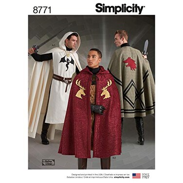 Simplicity 8771 Unisex Cape and Tabard Cosplay and Ren Faire Costume Sewing Pattern 5 Pieces One Size