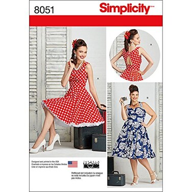 Simplicity 8051 1950s Vintage Fashion Womens Pin Up Dress Sewing Pattern by Theresa Laquey Sizes 20W28W