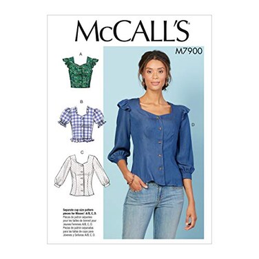 McCall Pattern Womens Gathered Cuff Blouse Sizes 614 Sewing Pattern