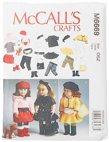 McCalls Patterns M6669 Clothes for 18Inch DollAccessories and Dog Sewing Template