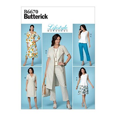 Butterick B6670E5 Easy to Sew Womens Top Dress Pants and Skirt Sewing Patterns Sizes 1422