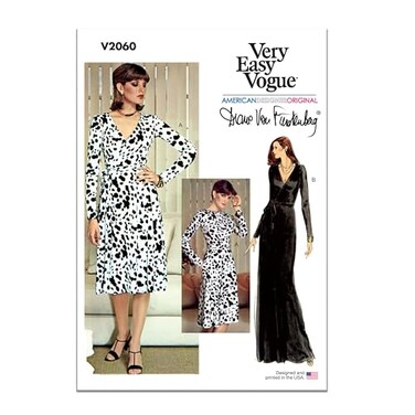 Vogue Patterns Vogue V2060Y5 Misses DVF Wrap Dress Sewing Pattern Packet by Diane von Furstenberg Vintage Design Code V2060 Sizes 1820222426