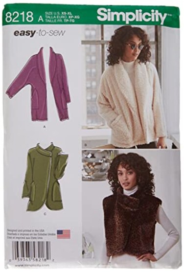 Simplicity 8218 Easy to Sew Womens Lined Coat and Vest Sewing Pattern Sizes XSXL