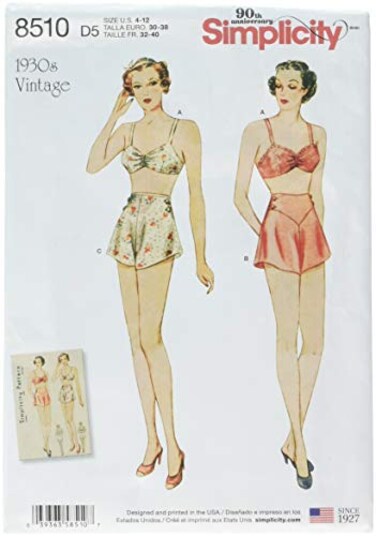 Simplicity 1930s Fashion Womens Vintage Bra and Panties Sewing Patterns Sizes 412