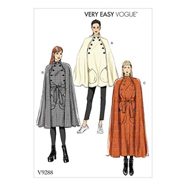 Vogue Patterns Vogue V9288 Easy to Sew Womens Collared Cape with Belt Sewing Pattern Sizes LXXL