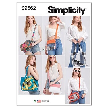 Simplicity SS9562OS Bag Pouch and Shoulder Tote Sewing Pattern Kit Code S9562 One Size