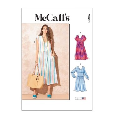 McCalls Easy to Make Misses Sun Dresses Sewing Pattern Packet Design Code M8281 Sizes XSSMLXLXXL Multicolor