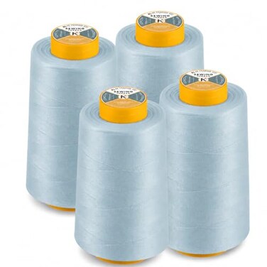 AK TRADING CO. AK Trading 4Pack Light Blue All Purpose Sewing Thread Cones 6000 Yards Each of High Tensile Polyester Thread Spools for Sewing Quilting Serger Machines Overlock Merrow Hand Embroidery