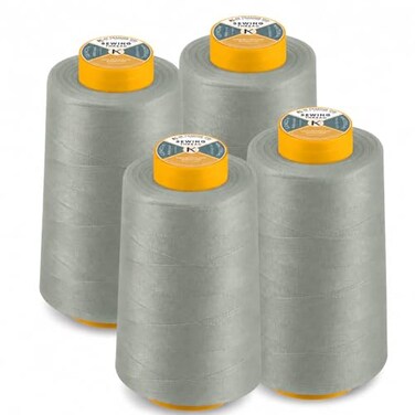 AK TRADING CO. AK Trading 4Pack Light Gray All Purpose Sewing Thread Cones 6000 Yards Each of High Tensile Polyester Thread Spools for Sewing Quilting Serger Machines Overlock Merrow Hand Embroidery