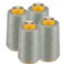 AK TRADING CO. AK Trading 4Pack Light Gray All Purpose Sewing Thread Cones 6000 Yards Each of High Tensile Polyester Thread Spools for Sewing Quilting Serger Machines Overlock Merrow Hand Embroidery