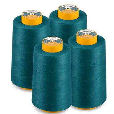 AK TRADING CO. AK Trading 4Pack Aquamarine All Purpose Sewing Thread Cones 6000 Yards Each of High Tensile Polyester Thread Spools for Sewing Quilting Serger Machines Overlock Merrow Hand Embroidery