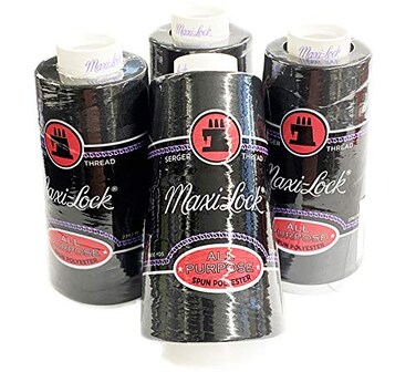 AmericanEfird 4 Large Cones 3000 Yards Each Text 27 Polyester Sewing Quilting Serger Maxi Lock All Purpose Thread White or Black Black