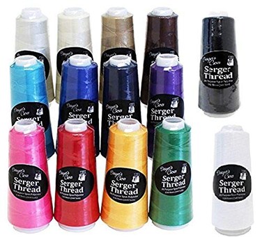 Serger PLESIU Quilting Embroidery Thread Cones 1500M Bundle of 14 Assorted Colors