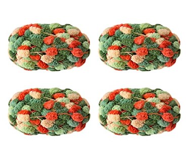 Gongxue 4 Balls PompADoodle Yarn100 Polyester Jelly Bean POMPOM Ball Yarn for Crochet Knitting Blanket Mat Pet Nest 600g Quiet Night
