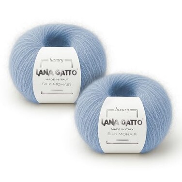 Kalapanta Silk Mohair Yarn for Knitting Lace Weight Mohair Yarn with Silk Made in Italy Light Blue7264 2 Skeins
