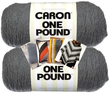 Caron One Pound Yarn 2 Pack with Pattern Cards in Color Medium Grey Mix