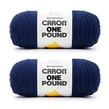 Caron One Pound Midnight Blue Yarn 2 Pack of 454g16oz Acrylic 4 Medium Worsted 812 Yards KnittingCrochet
