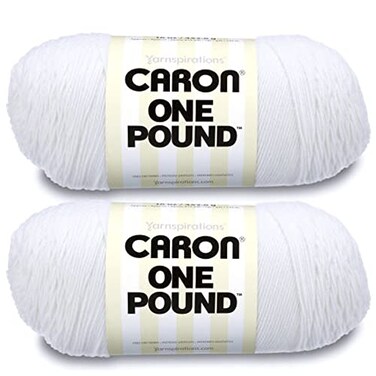 Caron One Pound White Yarn 2 Pack of 454g16oz Acrylic 4 Medium Worsted 812 Yards KnittingCrochet