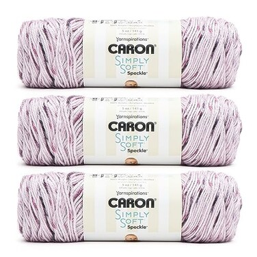 Caron Simply Soft Speckle Wisteria Yarn 3 Pack of 5oz141g Acrylic 4 Worsted Medium 235 Yards Knitting Crochet