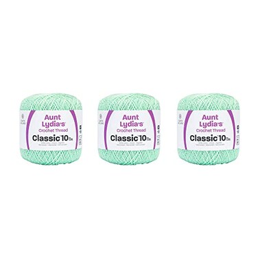 Aunt Lydia's Aunt Lydia Classic Mint Green Crochet 3 Pack of 350y320m Cotton Gauge 10 Crochet