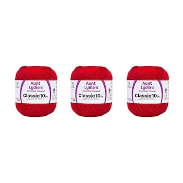 Aunt Lydia's Aunt Lydia Value Victory Red Crochet 3 Pack of 1000y914m Cotton Gauge 10 Crochet